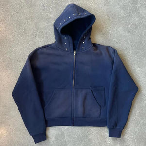 Produttore personalizzato Cropped <span class=keywords><strong>rosa</strong></span> squadrato Sun sbiadito 500gsm giacca <span class=keywords><strong>con</strong></span> Zip pesante da <span class=keywords><strong>uomo</strong></span> abbigliamento invernale <span class=keywords><strong>con</strong></span> <span class=keywords><strong>cappuccio</strong></span> <span class=keywords><strong>con</strong></span> lavaggio acido in strass - Product Image 4