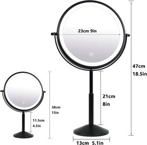 9" Large Rechargeable Double-Sided Cosmetics Mirror 10X/1X Adjustment 3 <b>Light</b> Modes Custom Size Custom Made <b>Make</b>-<b>up</b> Mirror - Product Image 2