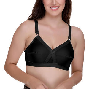 Soutien-gorge léger en coton tissé pour femme, bretelles ajustables, dentelle, couvrance complète, bande confortable, sans armatures, conception sans étiquette - Product Image 3