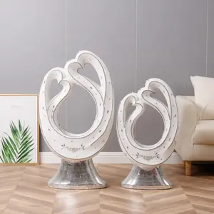Grande Pavimento In Piedi Specchio D'argento Perla del Diamante del Fiore Decorativo Vaso di Pietra Tallone Vaso Alto