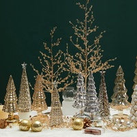 Tisch Handwerk Dekor Glas Weihnachts baum führte Dekoration Luxus Ornamente Urlaub Atmosphäre Luxus Snowy Weihnachts baum Lampe