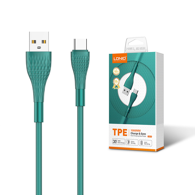 LDNIO LS671 2022 Hot Sale Wholesale Price TPE USB 30W Cable Mobile Charger Wire Type C Cable PD Quick Charging Data Cables