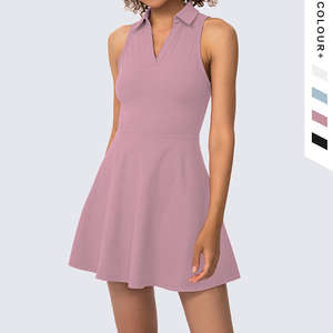 Individuelles Logo Damen Nylon Golf-Kleidung Yoga Workout-Kleid Mit Shorts Tennis Sportkleider - Product Image 6