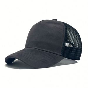 5-Panel Unisex Adjustable Suede Mesh Back Baseball Cap for <b>Men</b> Women Summer Breathable Ball Trucker <b>Sun</b> Caps Sports <b>Hat</b> - Product Image 4