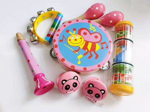 Ensembles d'instruments de musique Orff colorés en gros, jouets d'éveil musical pour bébés, éveil musical précoce, castagnettes, tambourin - Product Image 6