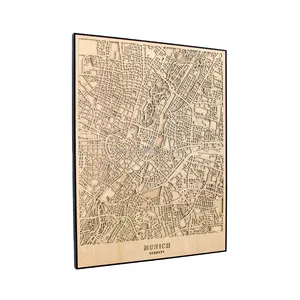 Wooden Big Home Decoration Modern Wall Decoration Wood City Map