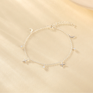 Bracelet CANNER Simple en argent 925 avec breloques étoile et croissant de lune en zircon, bijoux pour filles - Product Image 2
