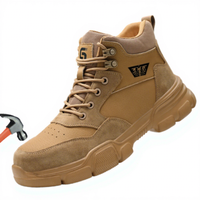 Bottes de sécurité d'hiver à bout large en acier, basses, en cuir véritable, unisexe, anti-écrasement, antidérapantes et anti-abrasion pour le travail