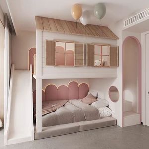 JINS letto a soppalco in legno massello con Design sfalsato e <span class=keywords><strong>casa</strong></span> sull'albero vuoto per ragazzi ragazze camera da letto scuola Hotel palestra o Villa appartamento - Product Image 5