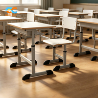 Mesa y Silla de Estudio para Estudiantes, Duraderas, de Fábrica Verificada, Altura Ajustable, Metal Blanco, Muebles Modernos para Aula Escolar