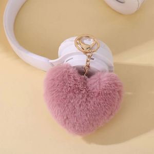 Wholesale Plush Heart Keychain Fluffy Pom Pom Keychain Faux Fur Ball <b>Keyring</b> Bag <b>Charm</b> Pendant Accessories for Women Girls - Product Image 6