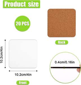 Vente en gros sous-verres MIDA Diy Water Tea Cup Set Sublimation Blanks Coaster Table MDF Wood Coasters For Drink Coffee - Product Image 3