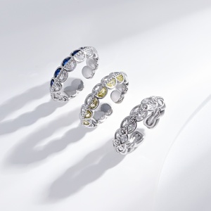 OEM plata 925 <b>sterling</b> <b>Silver</b> double color <b>Adjustable</b> luxury <b>rings</b> natural stone engagement unique zircon finger <b>ring</b> for woman - Product Image 2
