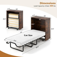 Lit Murphy combiné avec roulettes verrouillables, armoire murale pliable, style américain, matelas en mousse de 4 pouces, panneau en contreplaqué