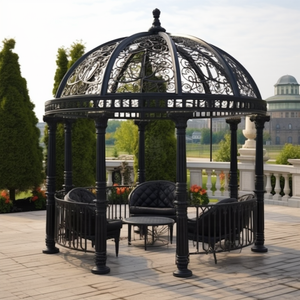 Classique Style européen exquis en fer forgé Gazebo extérieur sculpter colonne dôme noir peinture cadre manoir décor <span class=keywords><strong>Pergola</strong></span> pavillon - Product Image 2