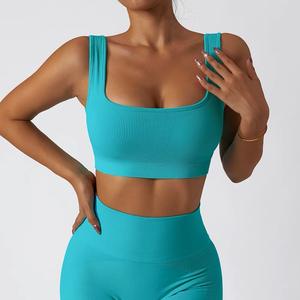 Women Seamless Yoga Set Sexy Square Collar Sport Bra Tops Suits With Shorts Gym Fitness Clothing Sleeveless Tracksuit - Product Image 5