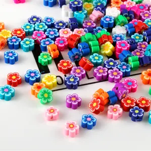 100 pièces/sac de couleurs mélangées de fleurs en céramique douce bracelets de collier perles pour la fabrication de bijoux accessoires diy perles en vrac vente en gros