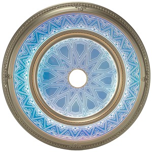 Plafonds suspendus artistiques modernes en métal LED de luxe Banruo, bande décorative en <span class=keywords><strong>fibre</strong></span> <span class=keywords><strong>optique</strong></span> dorée, bleu intérieur - Product Image 2