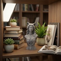 Statue de Buste de Déesse aux Oreilles de Chat Imprimée en 3D, Figurine Mythologique Moderne Blanche, Décoration Esthétique Minimaliste pour la Maison et le Bureau