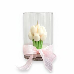 Qoq Tulip Scented Candle in Glass <b>Vase</b> Elegant Fragrance Accessory - Product Image 2