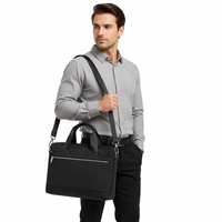 Porte-documents professionnel pour ordinateur portable en nylon imperméable avec logo personnalisé, multi-poches, directement de l'usine