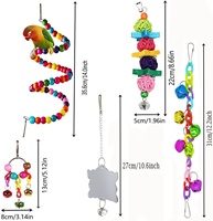 Offre Spéciale vente en gros 9 Pack oiseau balançoire ensemble matériel sûr support suspendu perche bois oiseau jouets pour Cage perroquet jouets à mâcher virole