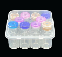 Boîtes de flacons de peptides en plastique PP transparent imperméable à 2 compartiments de 10 ml, en matériaux recyclés, pour produits chimiques, cosmétiques et soins de la peau, vente en gros