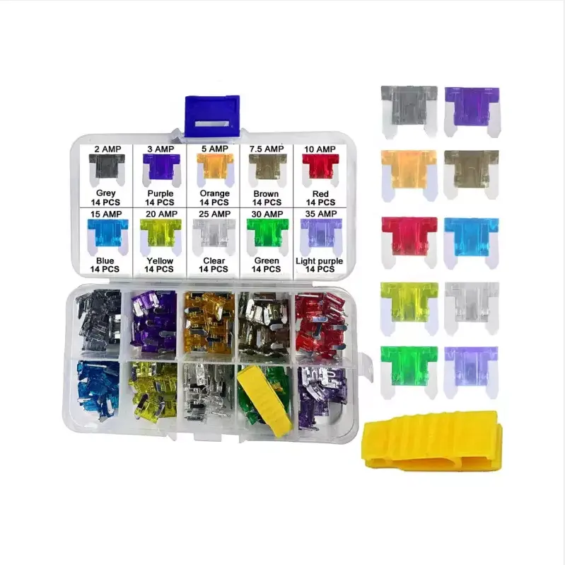 140 Stuks 2a-40a Micro Mes Auto Zekeringen Kit Assortiment Vervanging Zekeringen Auto Zekeringen