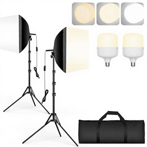 Kit de Iluminación Acrílica <span class=keywords><strong>EMART</strong></span> para Fotografía, Softbox Plegable de 16"x16", Bombilla LED de 50W 3000K-6000K, Control Remoto/APP para Estudio - Product Image 3