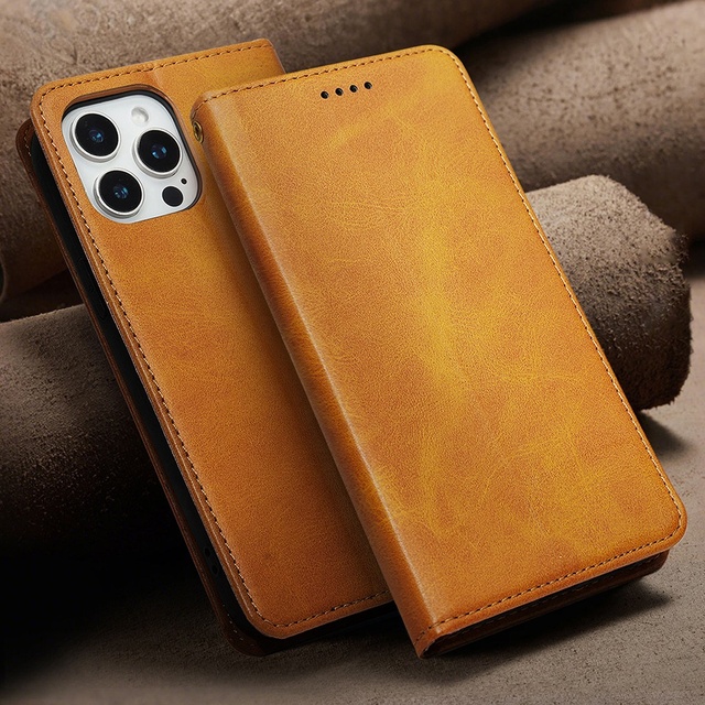Magnetic Card Holder Wallet Flip Leather Case for iPhone 17 Air 14 13 15 Pro Max 16 Plus Mobile Phone Cover Pouch
