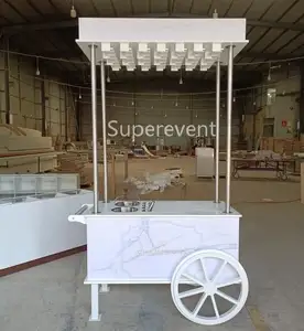 Wholesale Wedding White PVC Candy Display Wedding Champagne Cart Flower Candy Dessert Bar Carts for Wedding Decoration