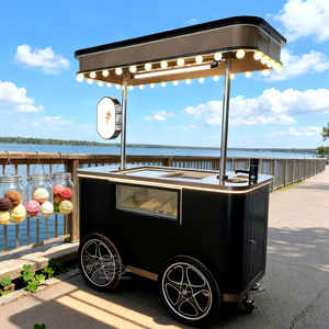 Chariot traîné à 4 roues galvanisé pour la vente de glaces, chariot mobile à hot-dogs, vitrine congélateur pour gelato, chariot de restauration rapide extérieur - Product Image 1