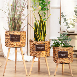 Nouveaux fabricants de <span class=keywords><strong>pots</strong></span> de plantes sur pied en osier de haute qualité avec pieds en <span class=keywords><strong>bois</strong></span>, pot de fleurs en jacinthe d'eau - Product Image 5