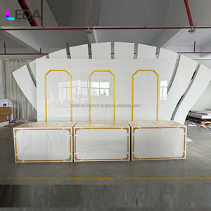 LEDA Gold <b>Framed</b> Romantic White Wedding Supplies Backdrop Wedding Decoration for Wedding Events - Product Image 1