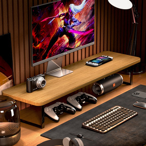 Soporte de escritorio para juegos, soporte para monitor, estante de almacenamiento para oficina, estante multifuncional de madera para electrónica - Product Image 1