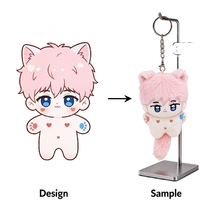 Porte-clés en peluche miniature personnalisé, design de personnage original, poupées en coton d'idoles, poupée en peluche anime faite à la main, 10 cm, rembourrage en coton PP