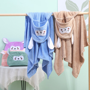 Toalla de baño con capucha para bebé, de coralina, de secado rápido, con diseño de dibujos animados, para niños, para usar en la playa - Product Image 2