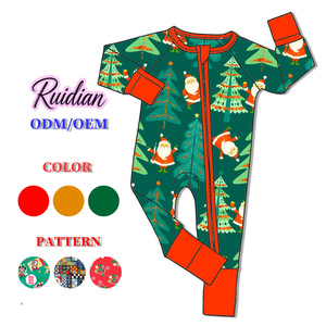 Pijamas de Bambú Navideños para Niños, Mameluco con <span class=keywords><strong>Pies</strong></span> para Bebés, Conjuntos de Bodys Unisex para Recién Nacidos de 0 a 3 Meses, Cierre de Cremallera Bidireccional - Product Image 2