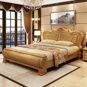 Американская Главная спальня 1,8 м двуспальная кровать из массива дерева 1,5 м Толстая кровать из массива дерева - Product Image 4