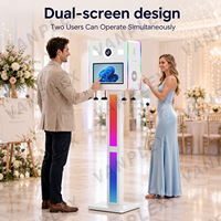 Cabina de Fotos Instantánea con Doble Pantalla de 15.6 Pulgadas, Cámara DSLR, Impresión Instantánea, Pantalla Táctil de Alta Resolución, Luz RGB, Soporte Metálico para Bodas y Fiestas