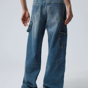 Custom Wide Relaxed-fit Low-waisted 5-pocket Look <b>Hammer</b>-<b>loop</b> Carpenter Jeans for Men - Product Image 2