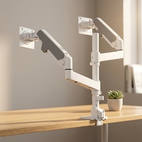 Support double moniteur robuste de 20 kg, 49 pouces, en alliage d'aluminium, réglable en hauteur, support de moniteur, vente en gros d'usine