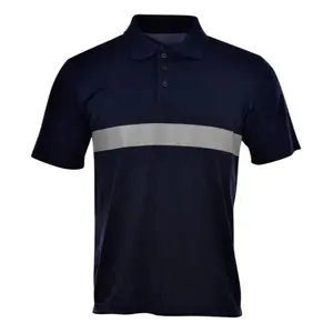 Wholesale quick dry hi vis polo shirts with reflective tape men summer uniform polo shirt quality custom mesh polo shirts