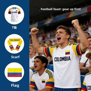 T-shirt personnalisé de l'équipe nationale de Colombie pour l'événement de football États-Unis, Mexique, Canada 2026 / Tournoi de football international 2026 - Product Image 1
