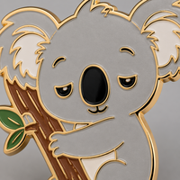 Broche personnalisée en alliage de zinc plaqué or, émail souple, motif koala mignon, style antique et moderne, souvenir promotionnel OEM, papillon