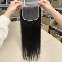Penjualan Terlaris Tresli Hair Closure Yaki Straight Human Virgin Hair Lace Closure 4x4 5x5 6x6 7x7 HD Transparent Lace Closure Frontal