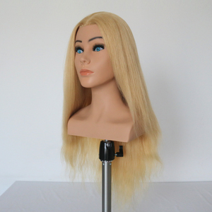100 cheveux humains femme formation Mannequin <span class=keywords><strong>tête</strong></span> de poupée avec épaule 24 "cheveux blonds droits pratiquant le style factice <span class=keywords><strong>tête</strong></span> de Mannequin - Product Image 2