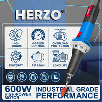 Meuleuse droite filaire HERZO 600W 220V avec interrupteur coulissant 10000-31000 tr/min 6/8mm Prise US pour ponçage DIY