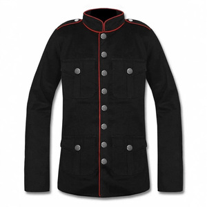 Chaqueta Gótica Militar para Hombre |   Abrigo negro <span class=keywords><strong>de</strong></span> oficina con ribetes rojos, disfraz <span class=keywords><strong>de</strong></span> cosplay - Product Image 4