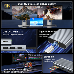 Ult-đoàn kết 10 trong 1 Docking Station Ba hiển thị USB Loại C HUB với HDMI/DP/Loại C/USB tùy chọn - Product Image 4